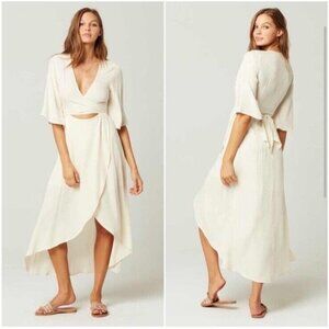 L*Space Kellen Dress Cream Tie Back Maxi Summer